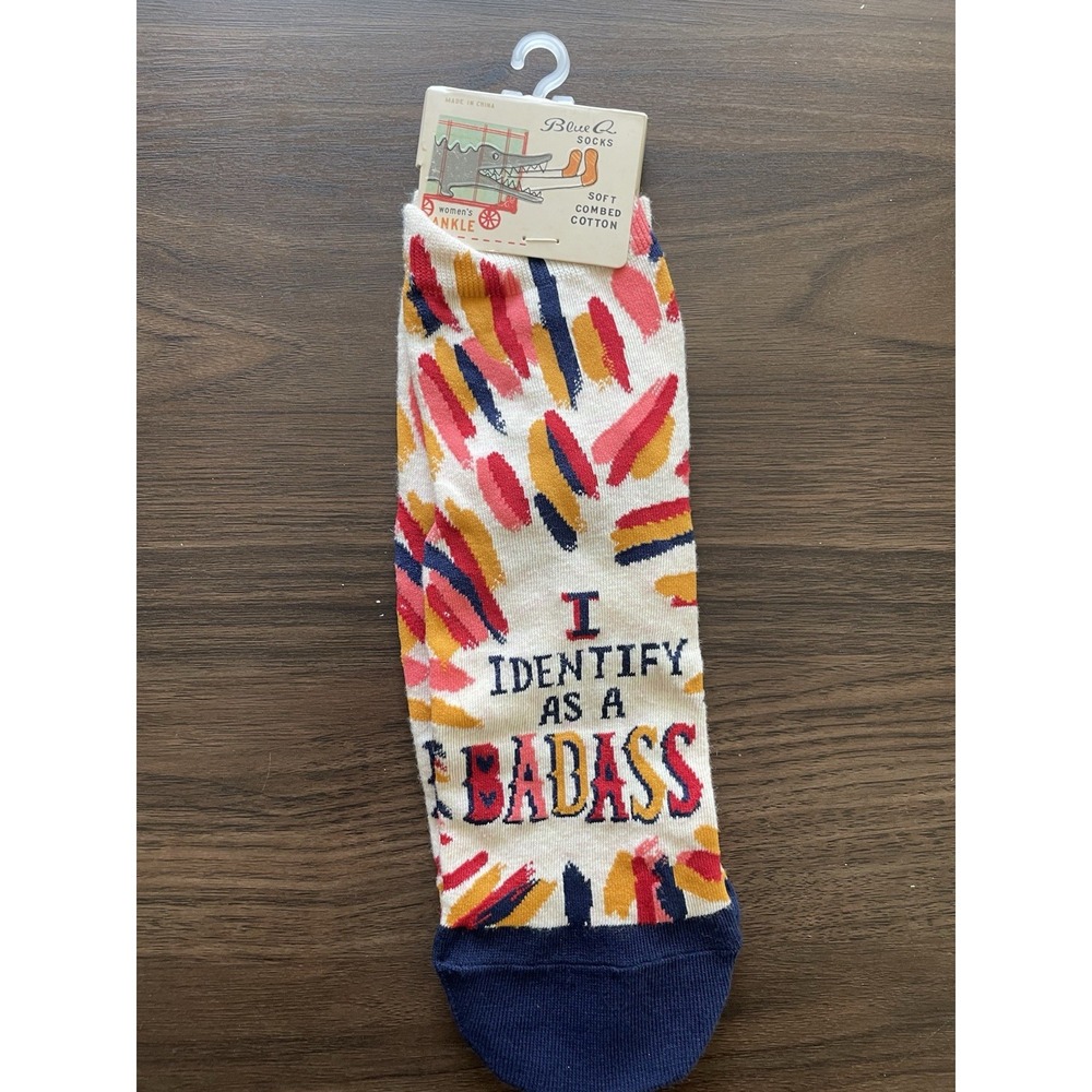 Blue Q Socks Women's Ankle Socks I Identify As A Badass Size 5-10